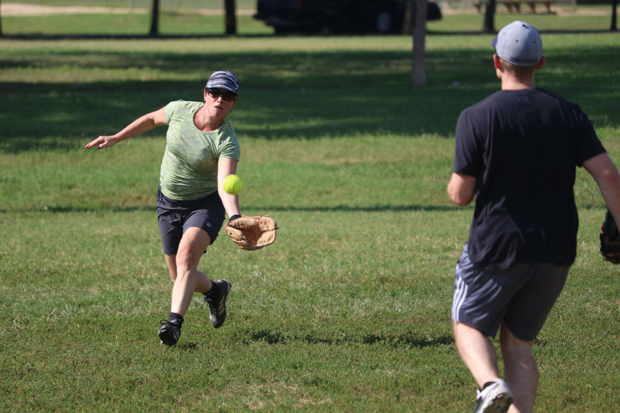 Philadelphia Division of the FBI player, Janelle Miller, makes a catch during the 10th annual Step Up to the Plate: Strike Out Violence softball game. /Kaitlyn Moore
