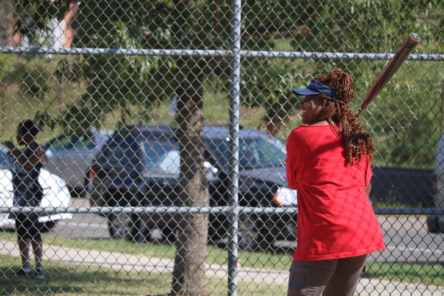 Tonetta Graham, steps up to plate in support of Strawberry Mansion on August 30, 2016./Kaitlyn Moore