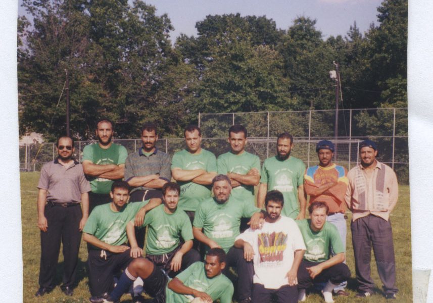 Photo of the Al-Aqsa Soccer team after winning 2nd place in a tournament in New Jersey. 1995.