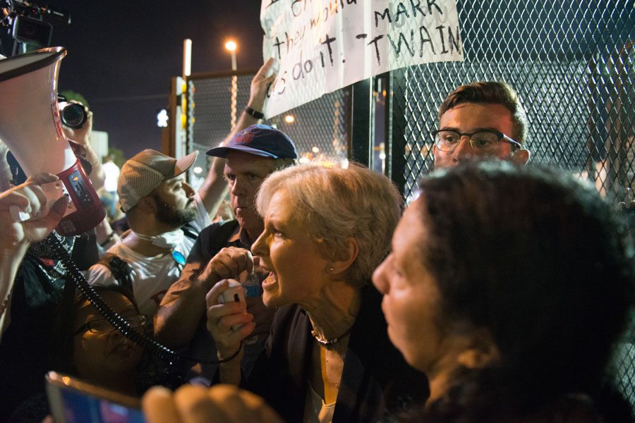 Jill Stein addressing the protestors outside of the DNC./Natalie Piserchio